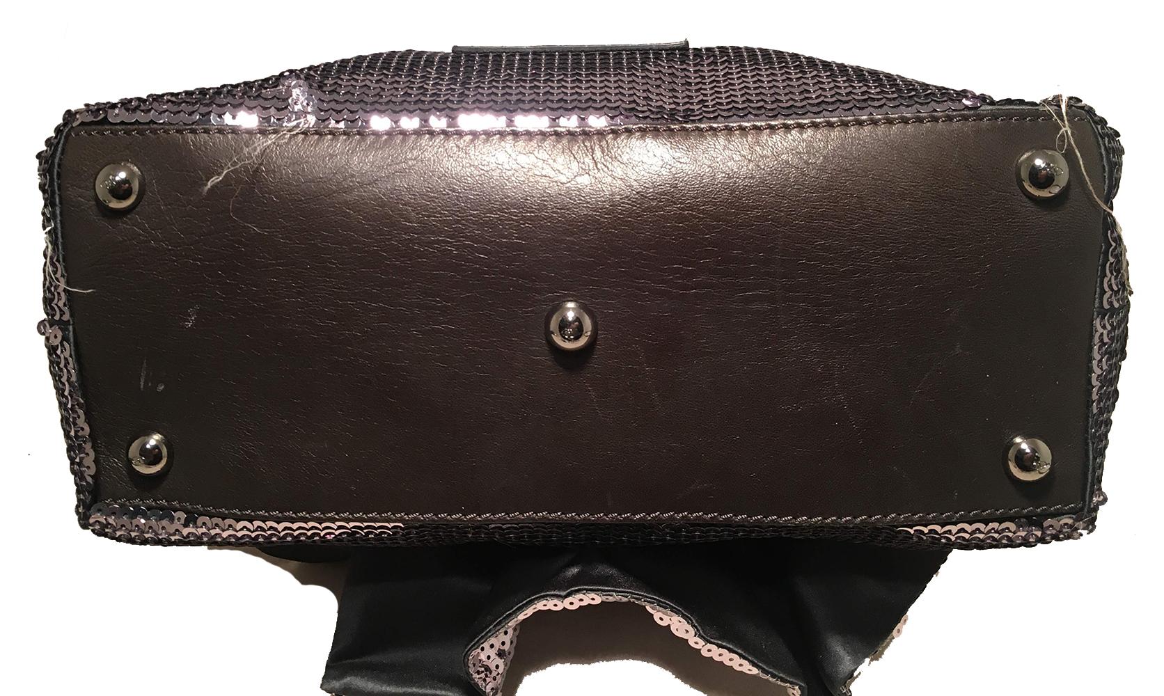Black Valentino Silver Sequin Petale Tote Bag