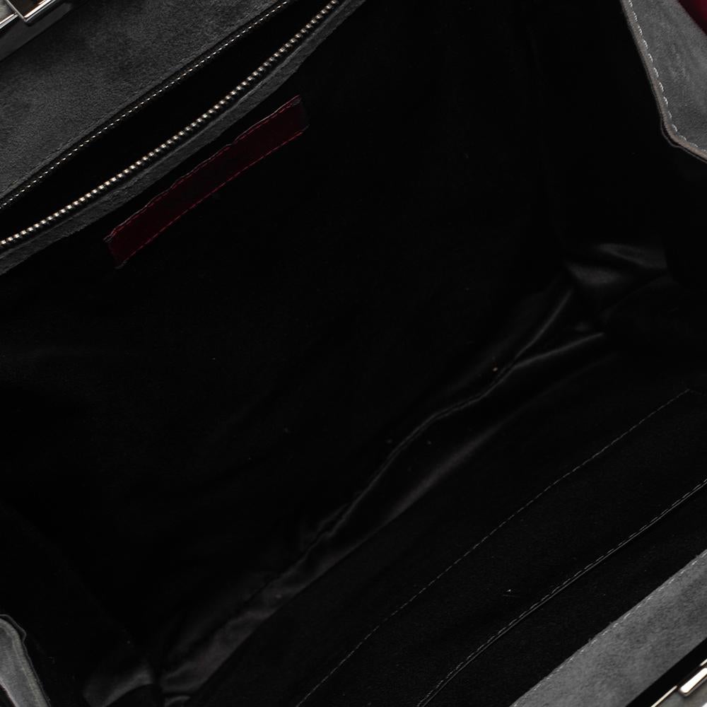 Valentino Grey Suede Crystal Embellished Frame Top Handle Bag 1