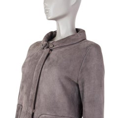 VALENTINO grey suede SHEARLING LINED Coat Jacket 42 M