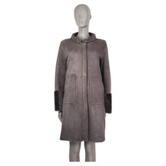 VALENTINO grey suede SHEARLING LINED Coat Jacket 42 M