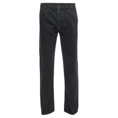 Valentino Grau V Logo Print gewaschene Denim Jeans L Taille 34" mit geradem Ausschnitt in Grau