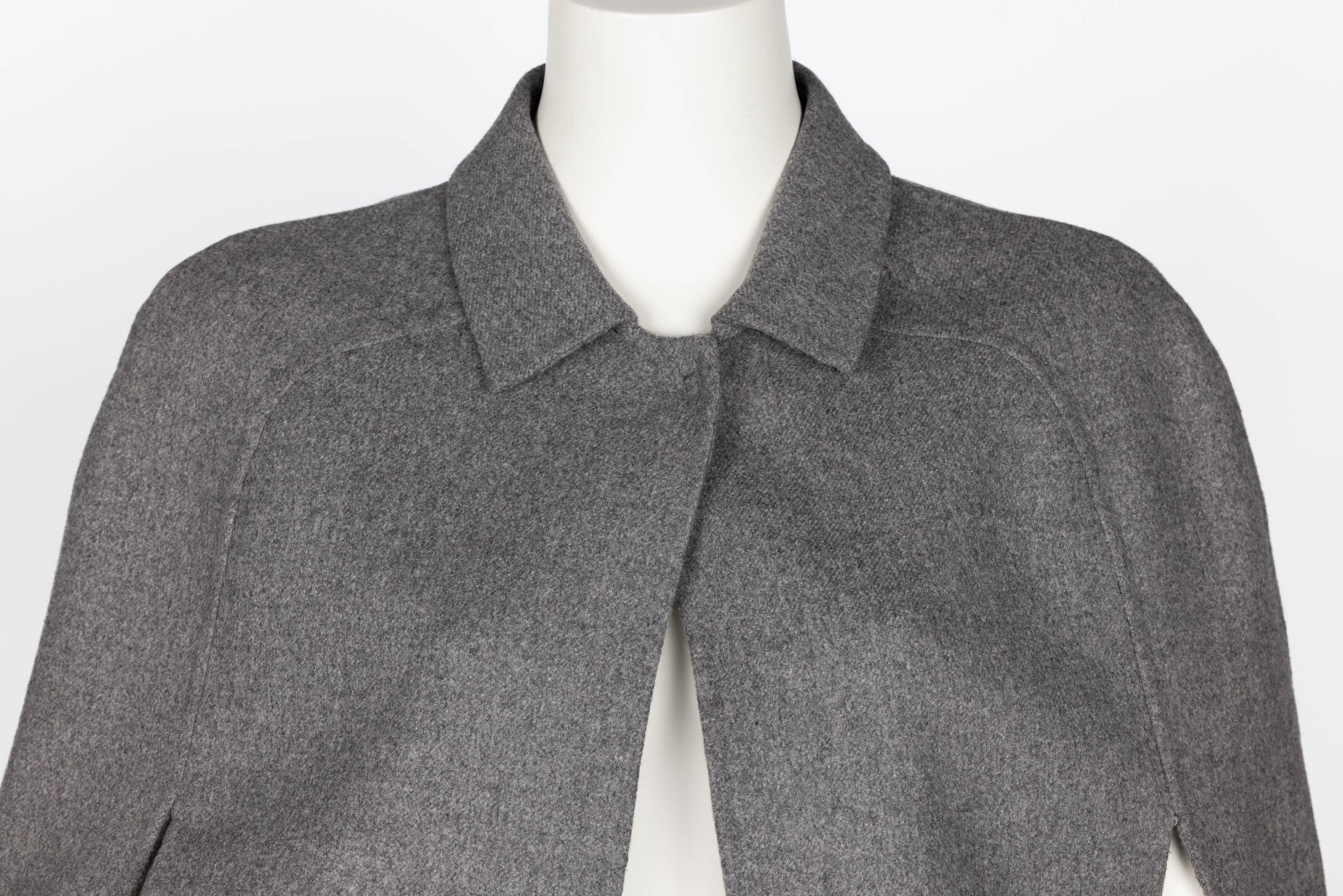 Valentino Grey Wool Angora Cape Mini Skirt Suit Set For Sale 4