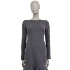 VALENTINO grey wool blend Flared Hem Long Sleeve Sheath Dress 6 S