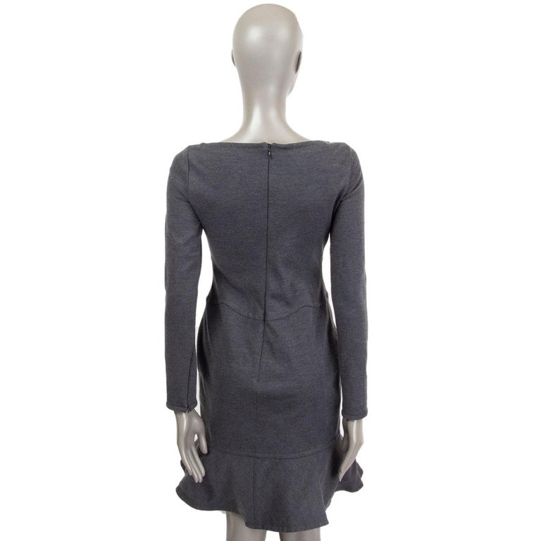 VALENTINO grey wool blend Flared Hem Long Sleeve Sheath Dress 6 S For Sale  at 1stDibs