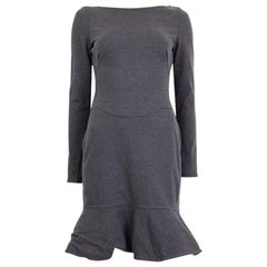 VALENTINO grey wool blend Flared Hem Long Sleeve Sheath Dress 6 S