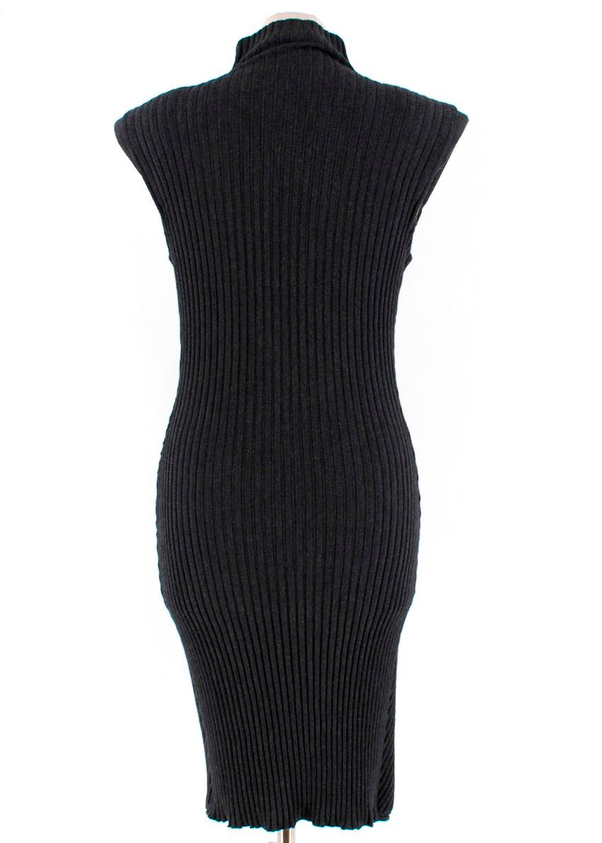 Black Valentino Grey Wool, Silk & Cashmere Ribbed Bow Applique Dress - Size M For Sale