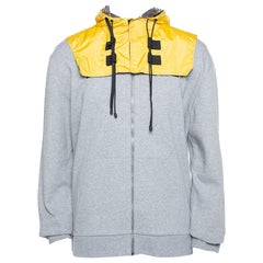 Valentino Grey & Yellow Knit Detachable Hood Detail Sweatshirt XXL