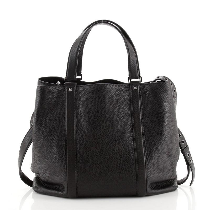 Valentino Grommet Strap Convertible Tote Leather Large In Good Condition In NY, NY
