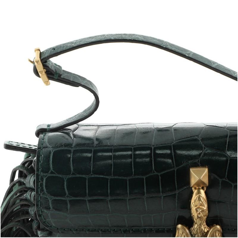 Women's or Men's Valentino Gryphon Fringe Flap Bag Crocodile Mini