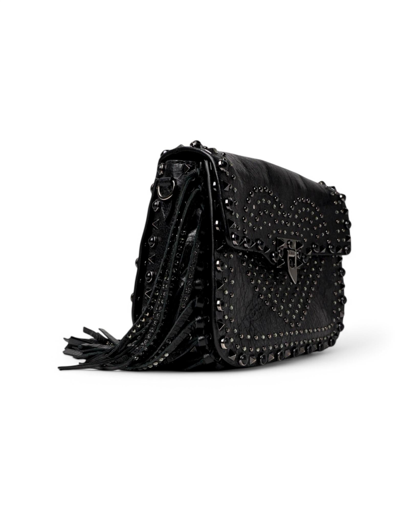 Valentino Guitar Rockstud Flecos Pequeños Negro en Excelente estado para la venta en Torre Del Greco, IT
