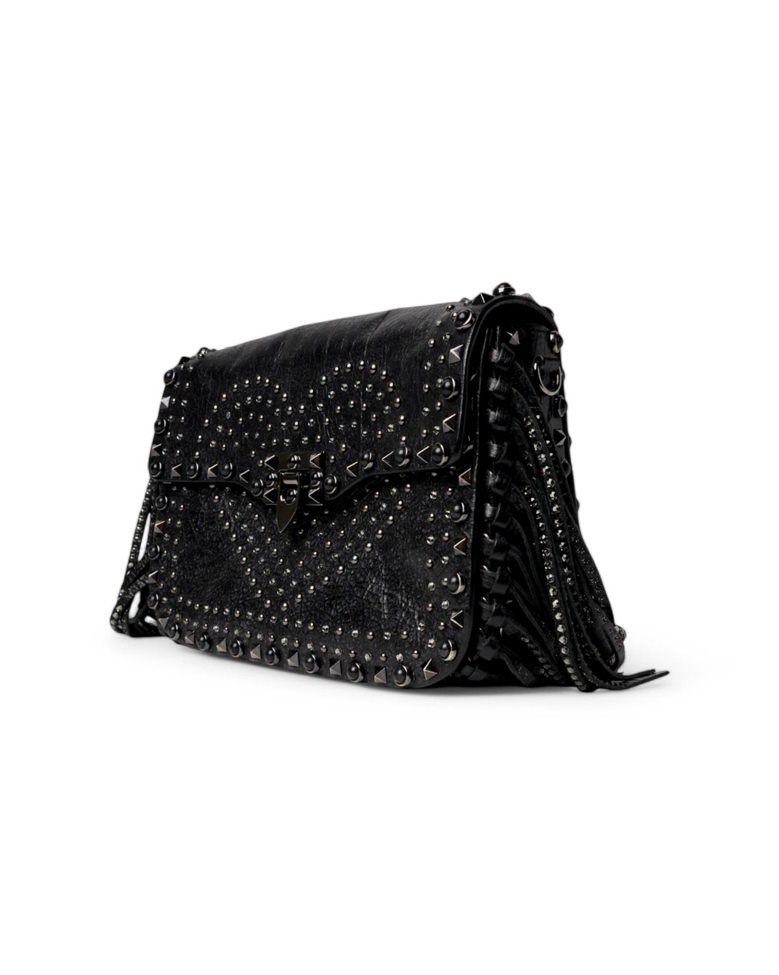De las mujeres Valentino Guitar Rockstud Flecos Pequeños Negro en venta