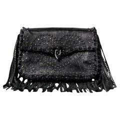 Valentino Guitar Rockstud Small Fringes Black