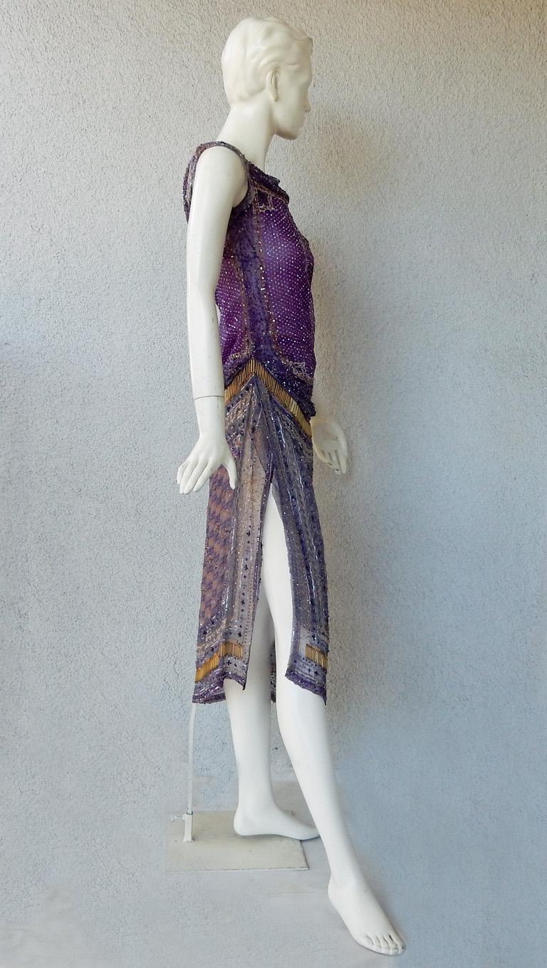  Valentino Hand Beaded Sari Silk Asymmetrical Evening Dress For Sale 1