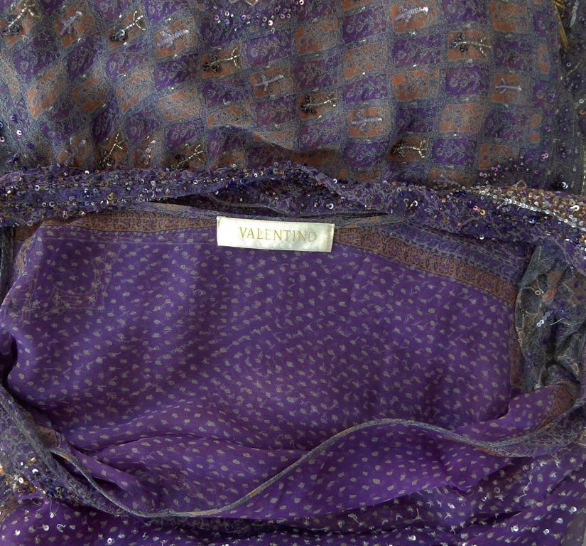  Valentino Hand Beaded Sari Silk Asymmetrical Evening Dress For Sale 3