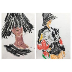 Valentino Hat and Valentino Fall, Fashion shows. Paintings on Paper