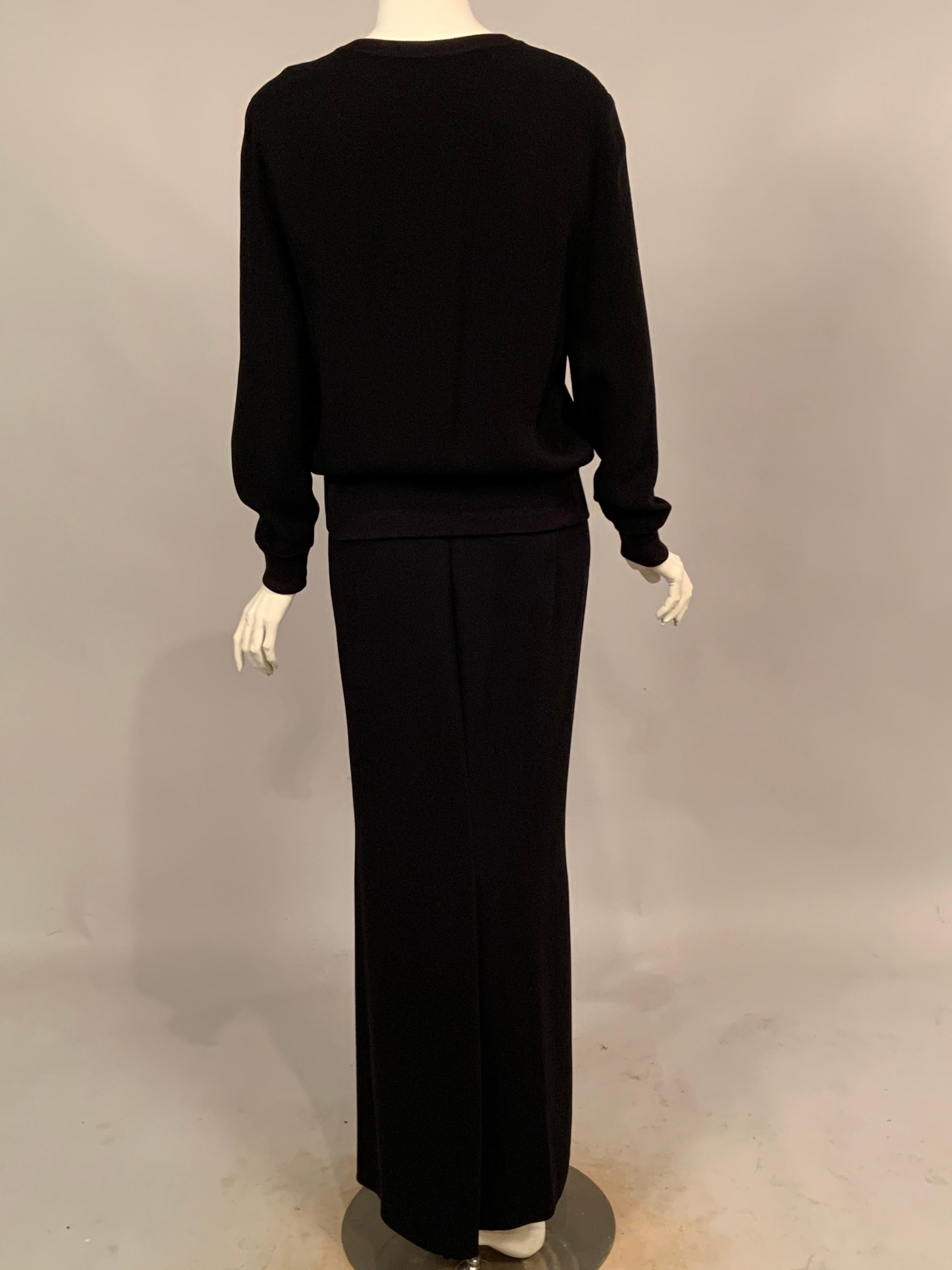 Valentino Haute Couture Black Silk Pullover Top, Skinny Pants and a Long Skirt 7