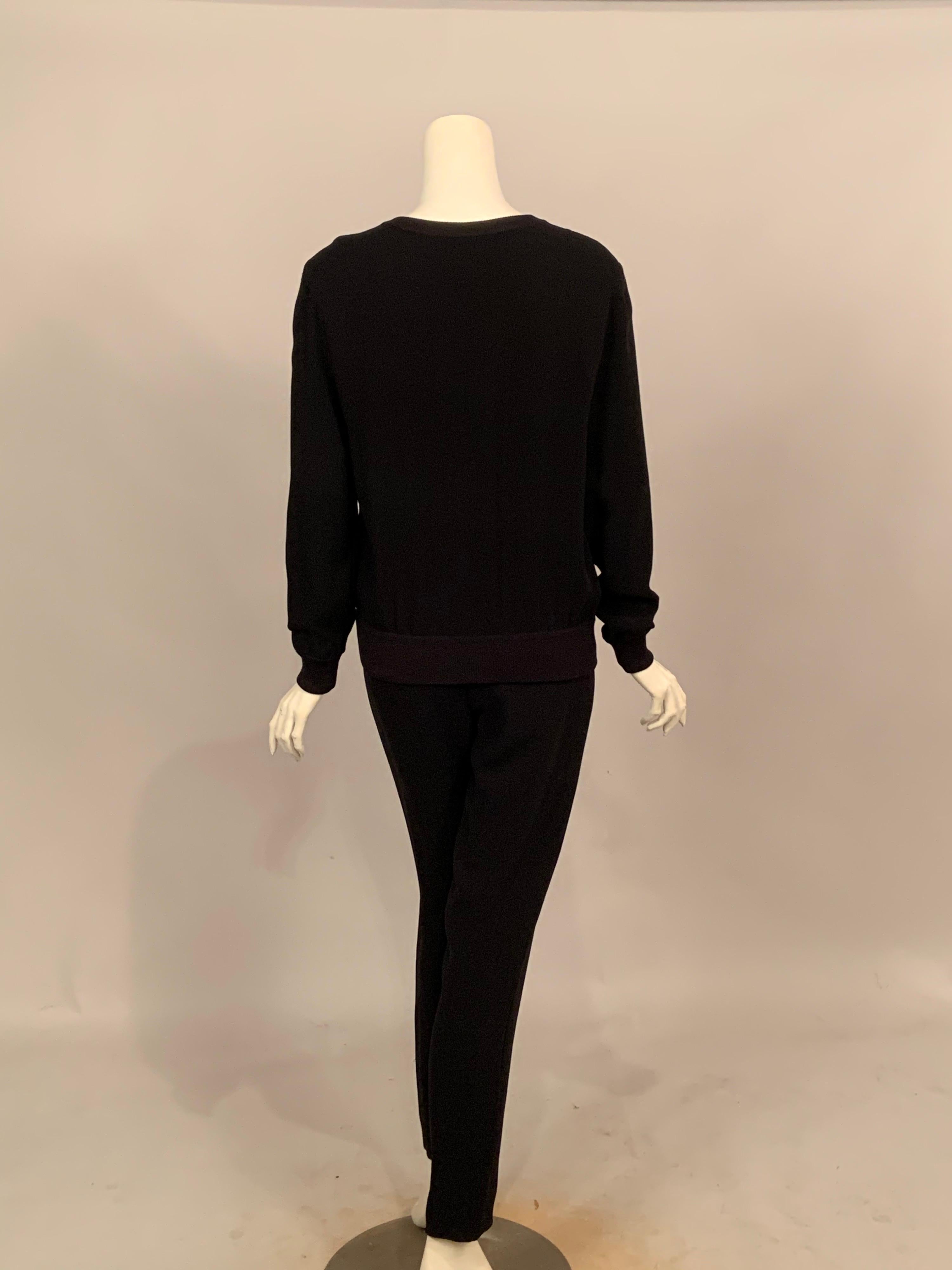 Valentino Haute Couture Black Silk Pullover Top, Skinny Pants and a Long Skirt In Good Condition In New Hope, PA