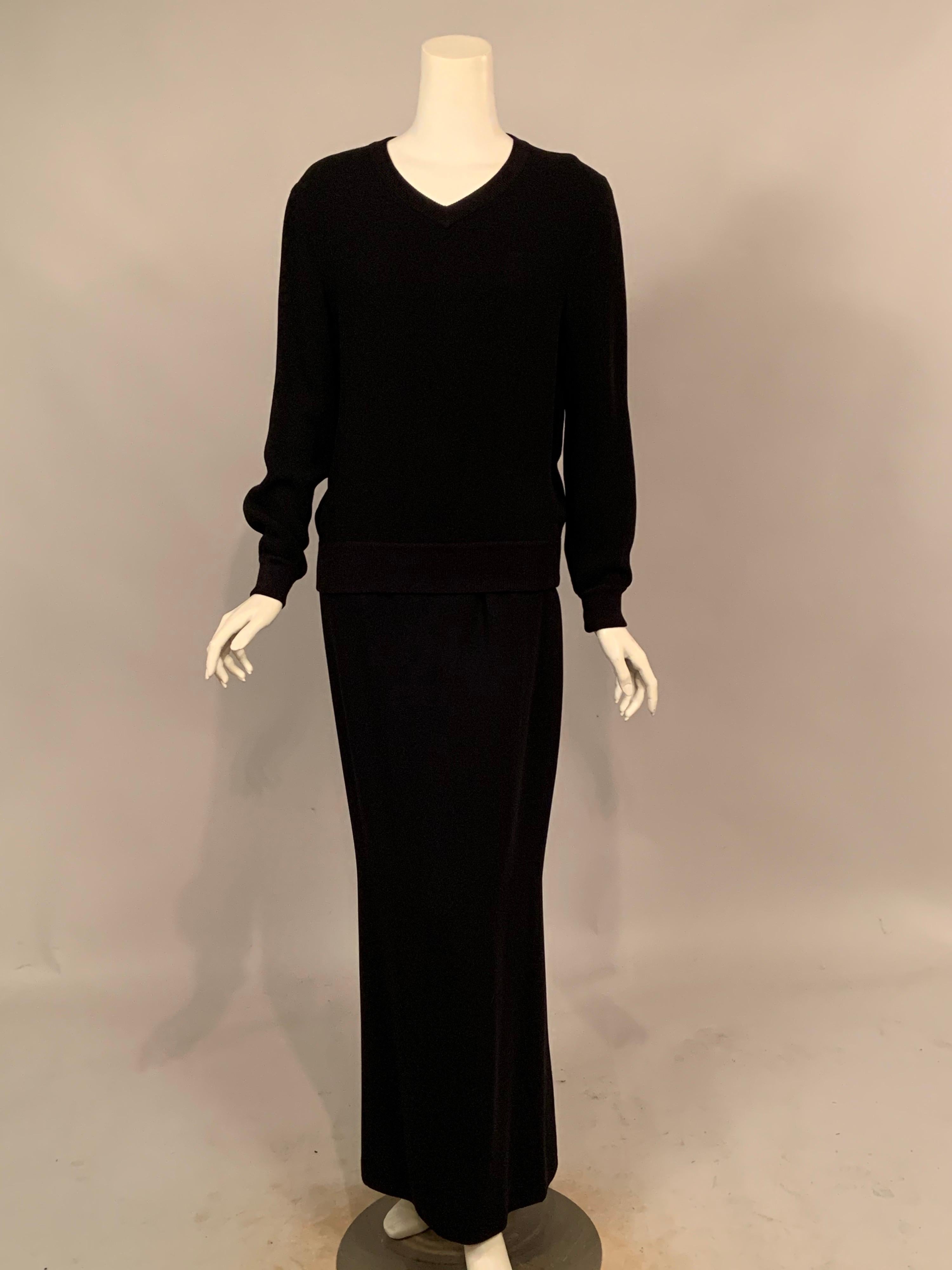 Valentino Haute Couture Black Silk Pullover Top, Skinny Pants and a Long Skirt 1