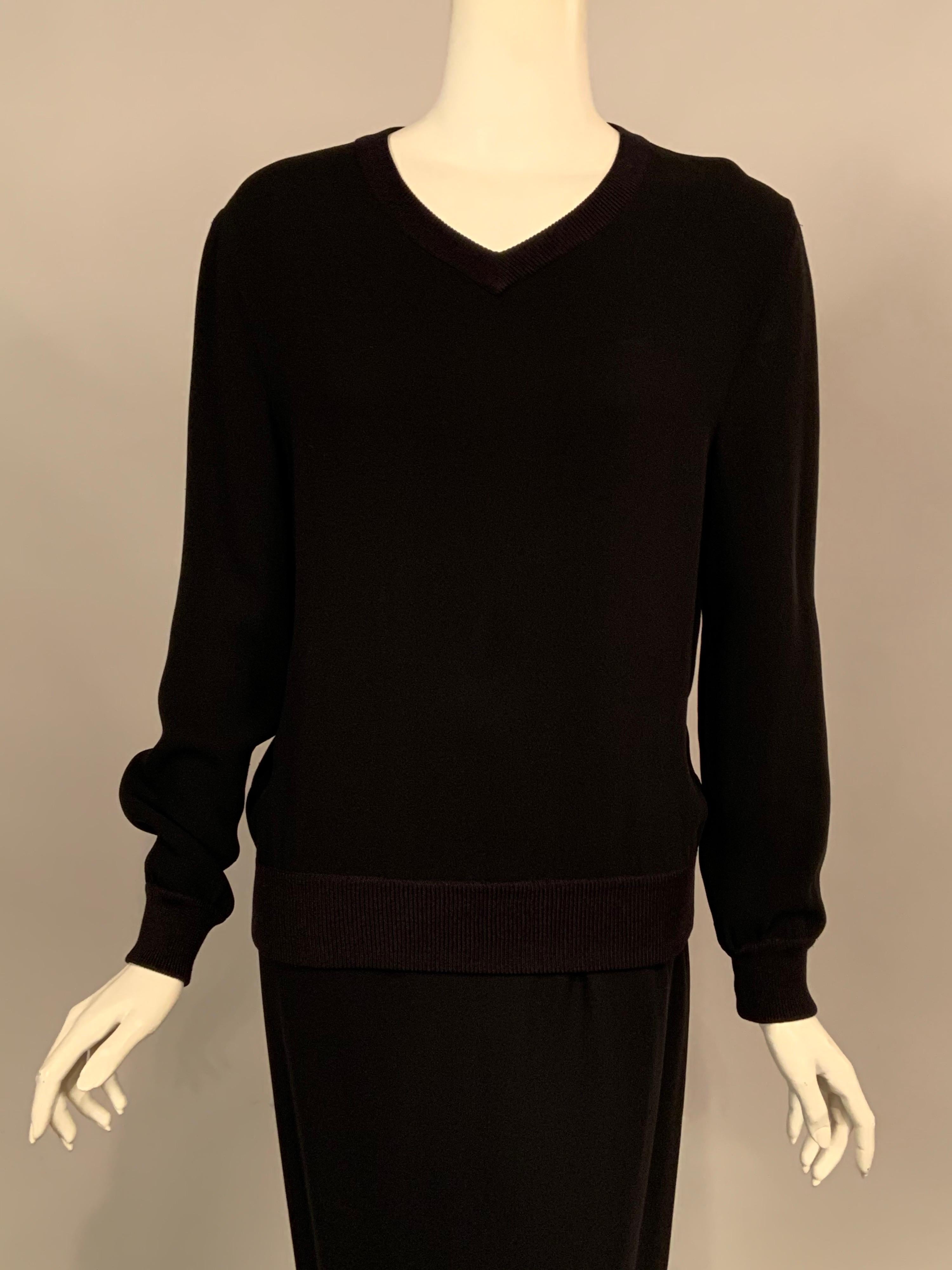 Valentino Haute Couture Black Silk Pullover Top, Skinny Pants and a Long Skirt 2