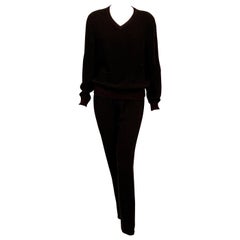 Valentino Haute Couture Black Silk Pullover Top, Skinny Pants and a Long Skirt