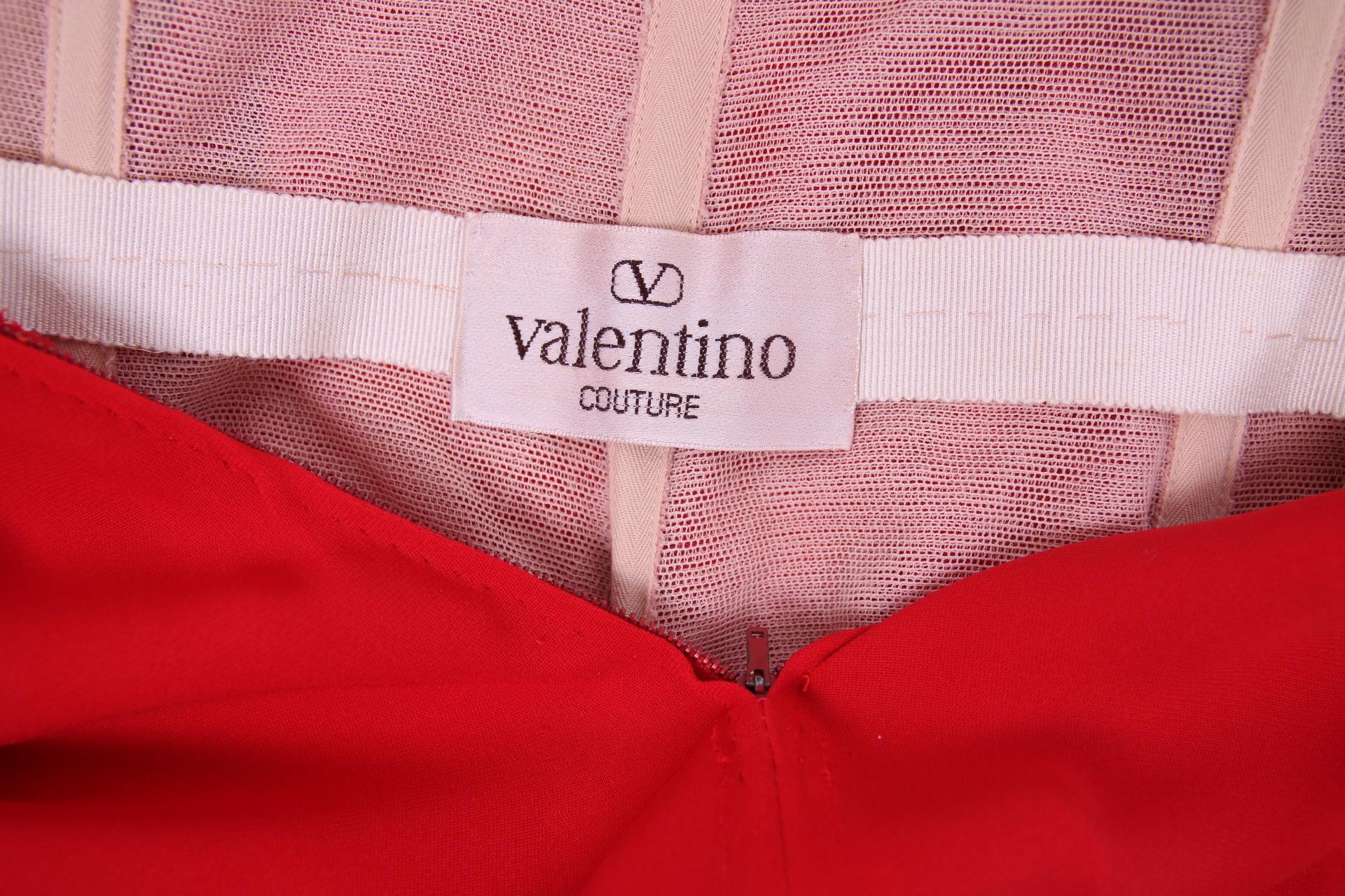 Women's Valentino Haute Couture Red Silk Single Shoulder Column Gown w/Side Slit