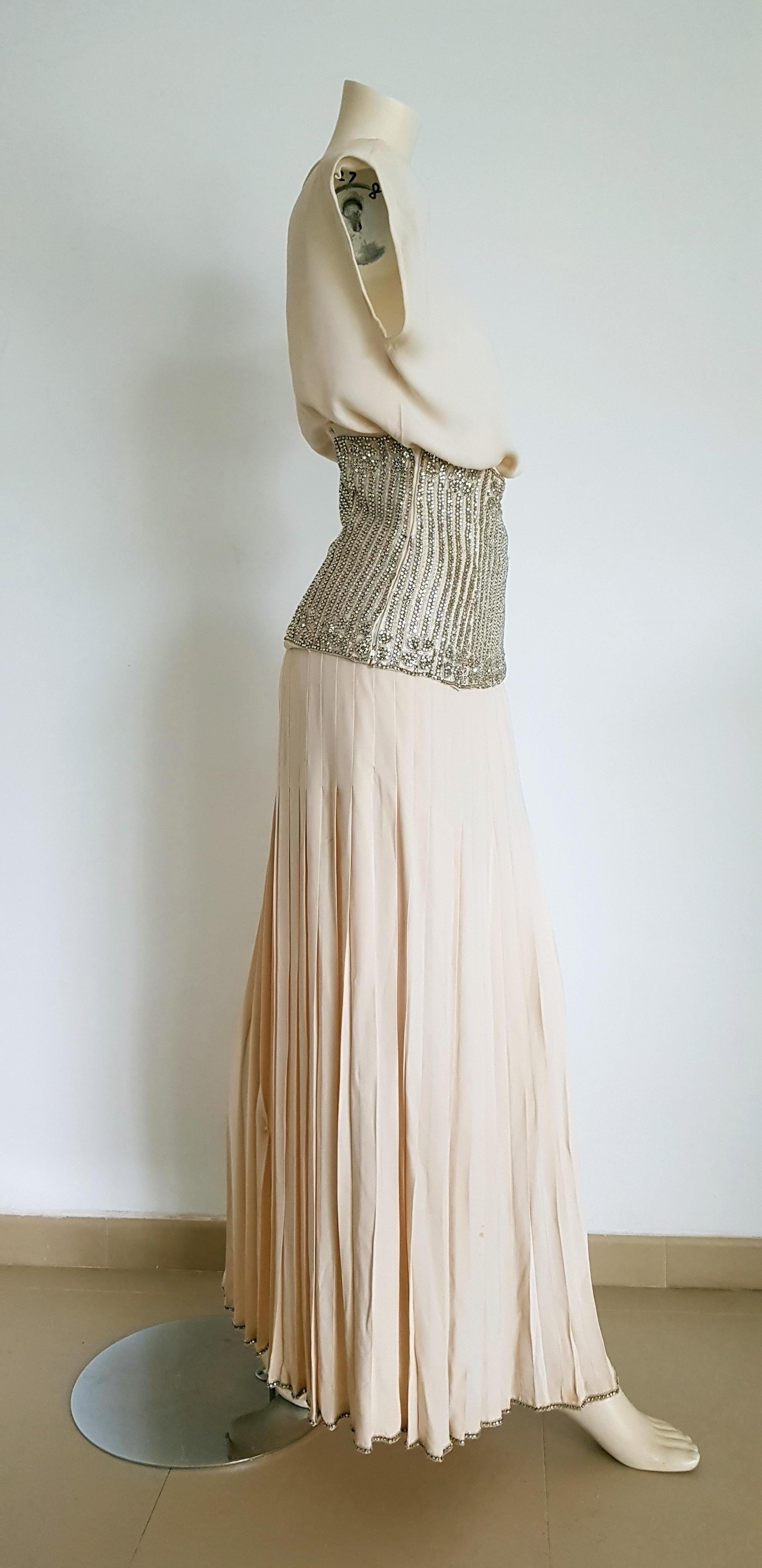 VALENTINO Haute Couture Top Skirt Swarovski Diamonds Waistband Silk Dress-Unworn In Excellent Condition For Sale In Somo (Santander), ES
