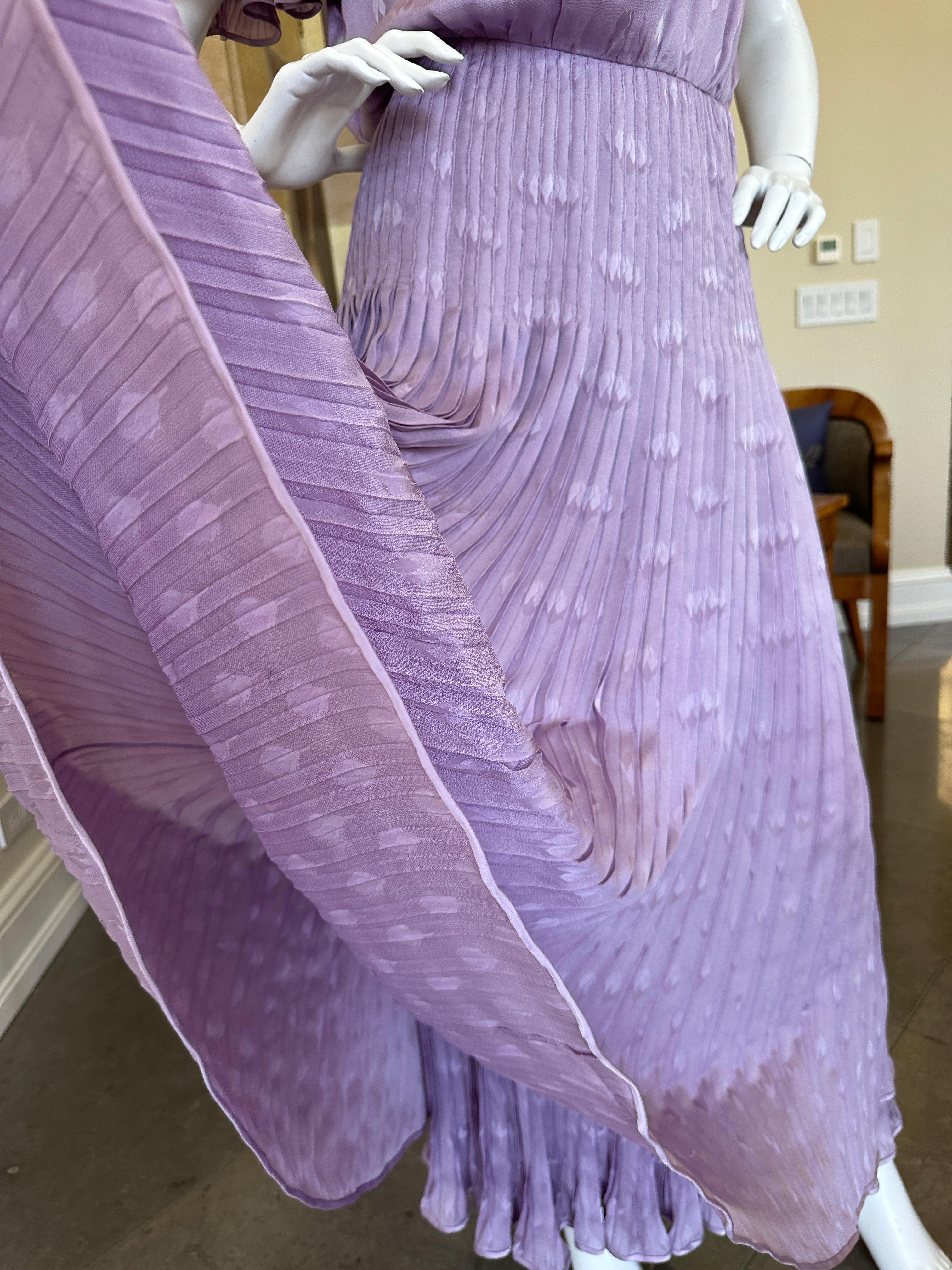Valentino Haute Couture Vintage Purple Pleated Ruffled Dress For Sale 6
