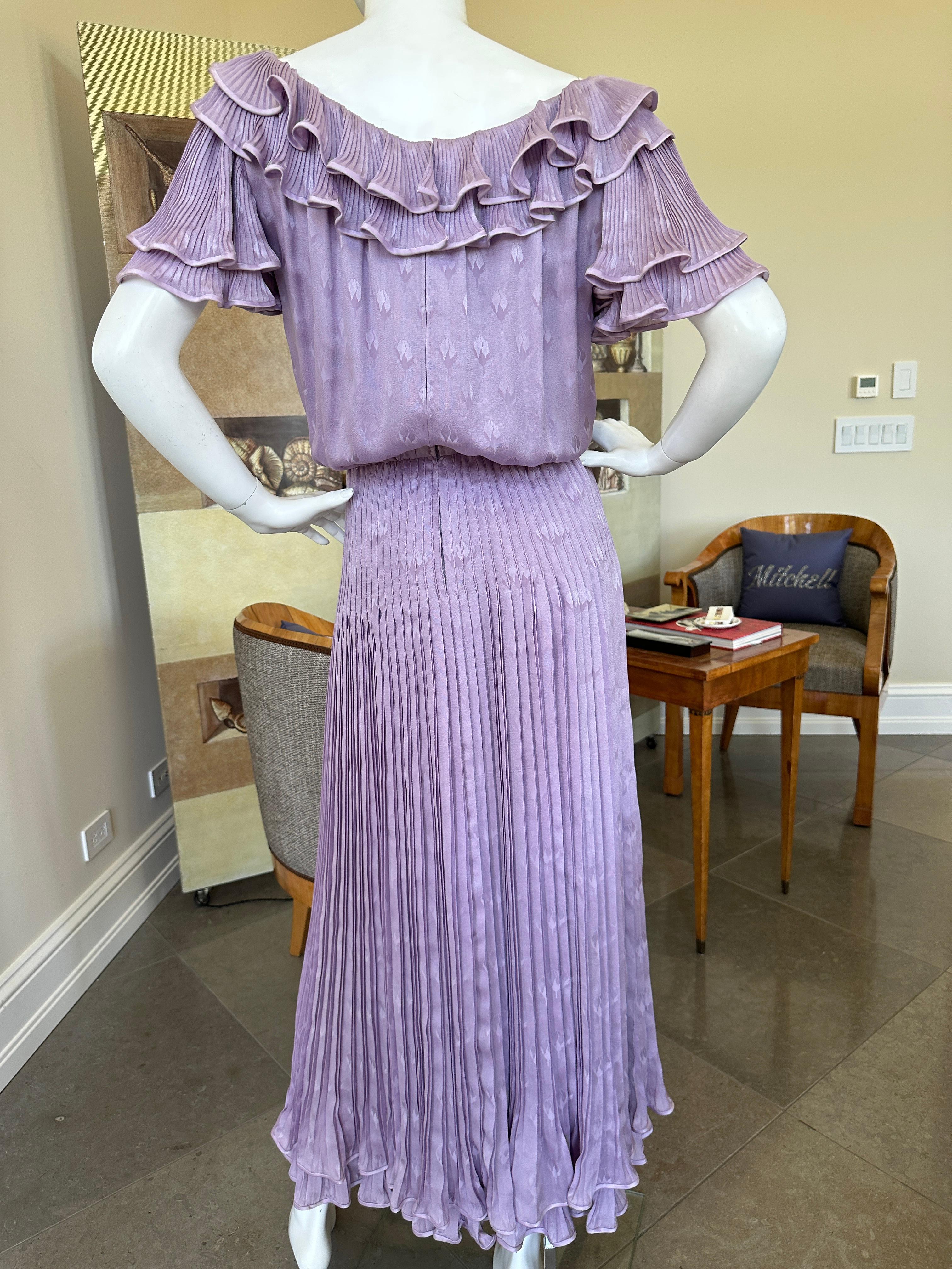 Valentino Haute Couture Vintage Purple Pleated Ruffled Dress For Sale 7