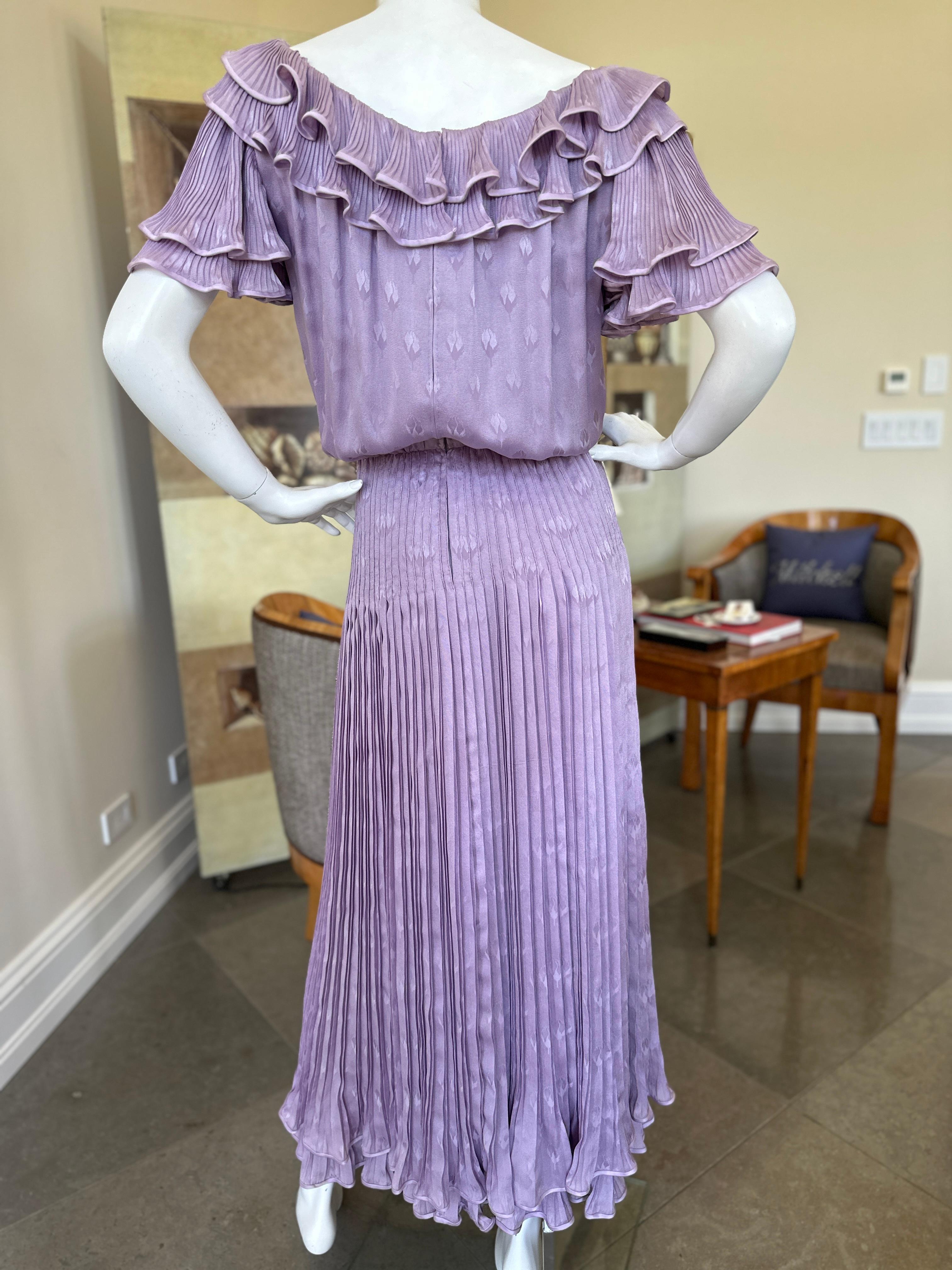 Valentino Haute Couture Vintage Purple Pleated Ruffled Dress For Sale 8