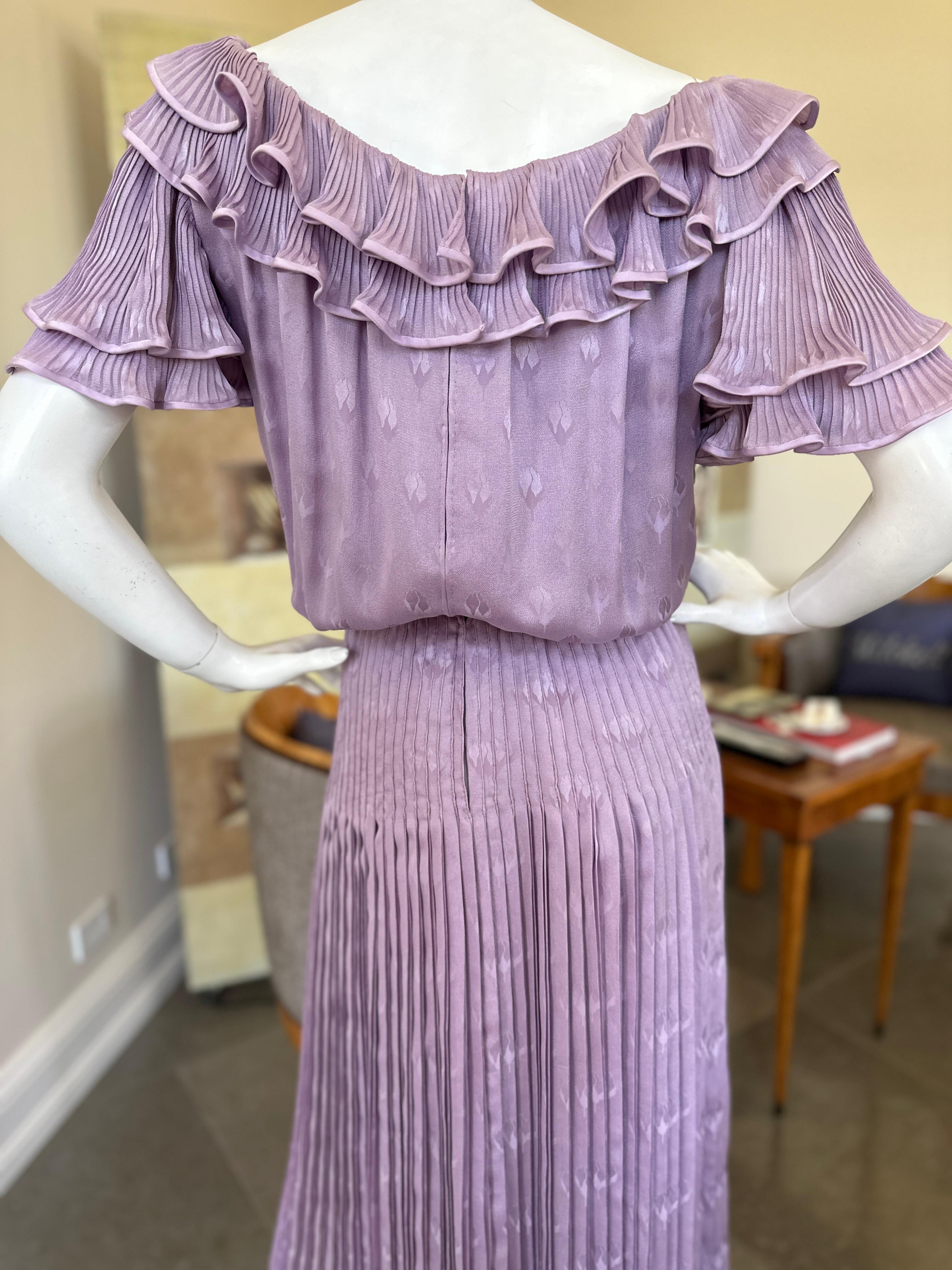Valentino Haute Couture Vintage Purple Pleated Ruffled Dress For Sale 9