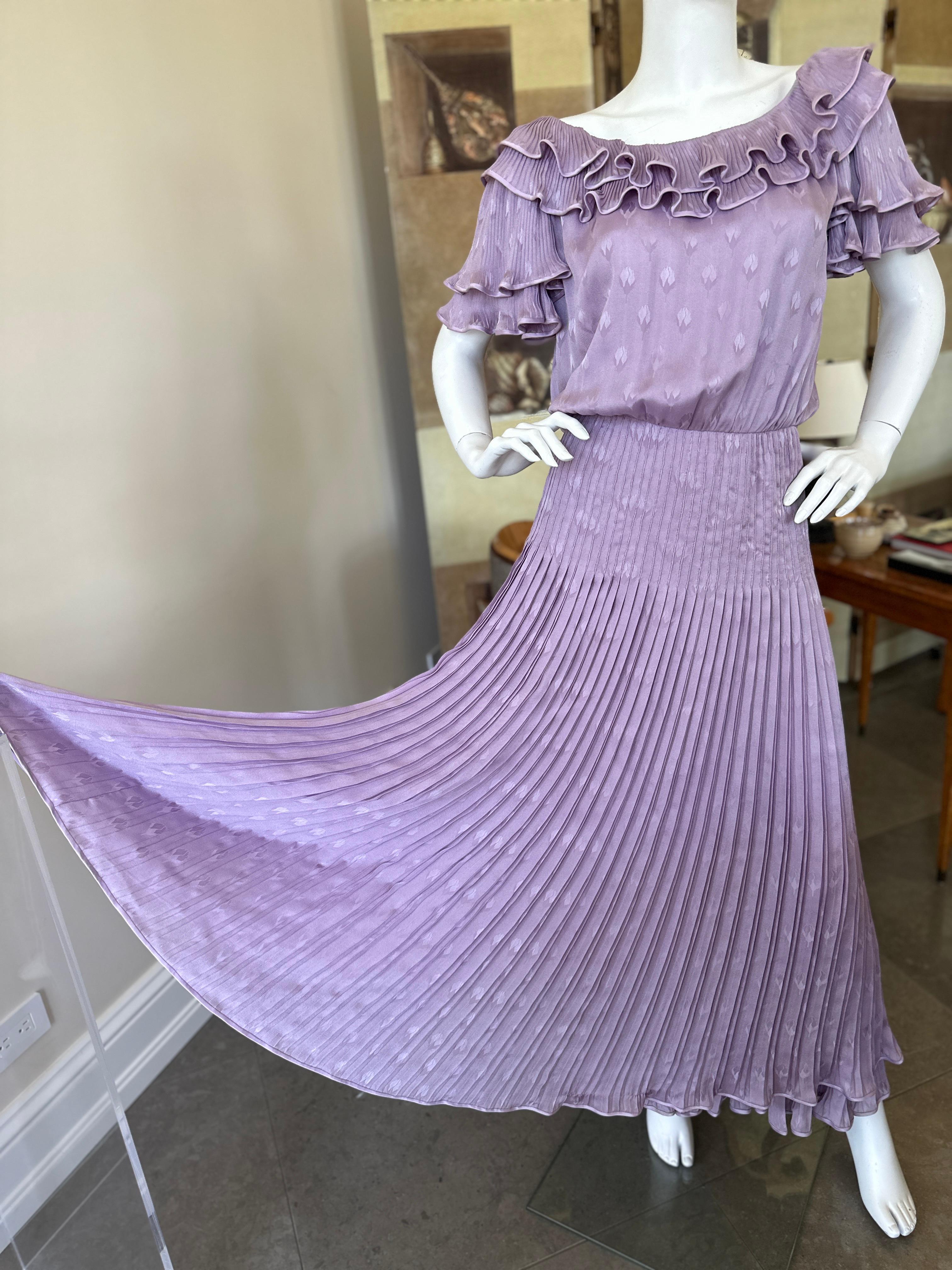 Valentino Haute Couture Vintage Purple Pleated Ruffled Dress For Sale 5
