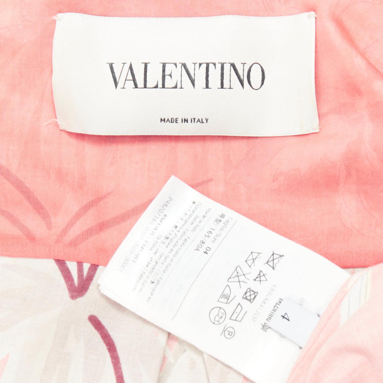 VALENTINO Hawaiian Couture Ruway coral cotton tropical applique shirt dress Sz4 For Sale 4