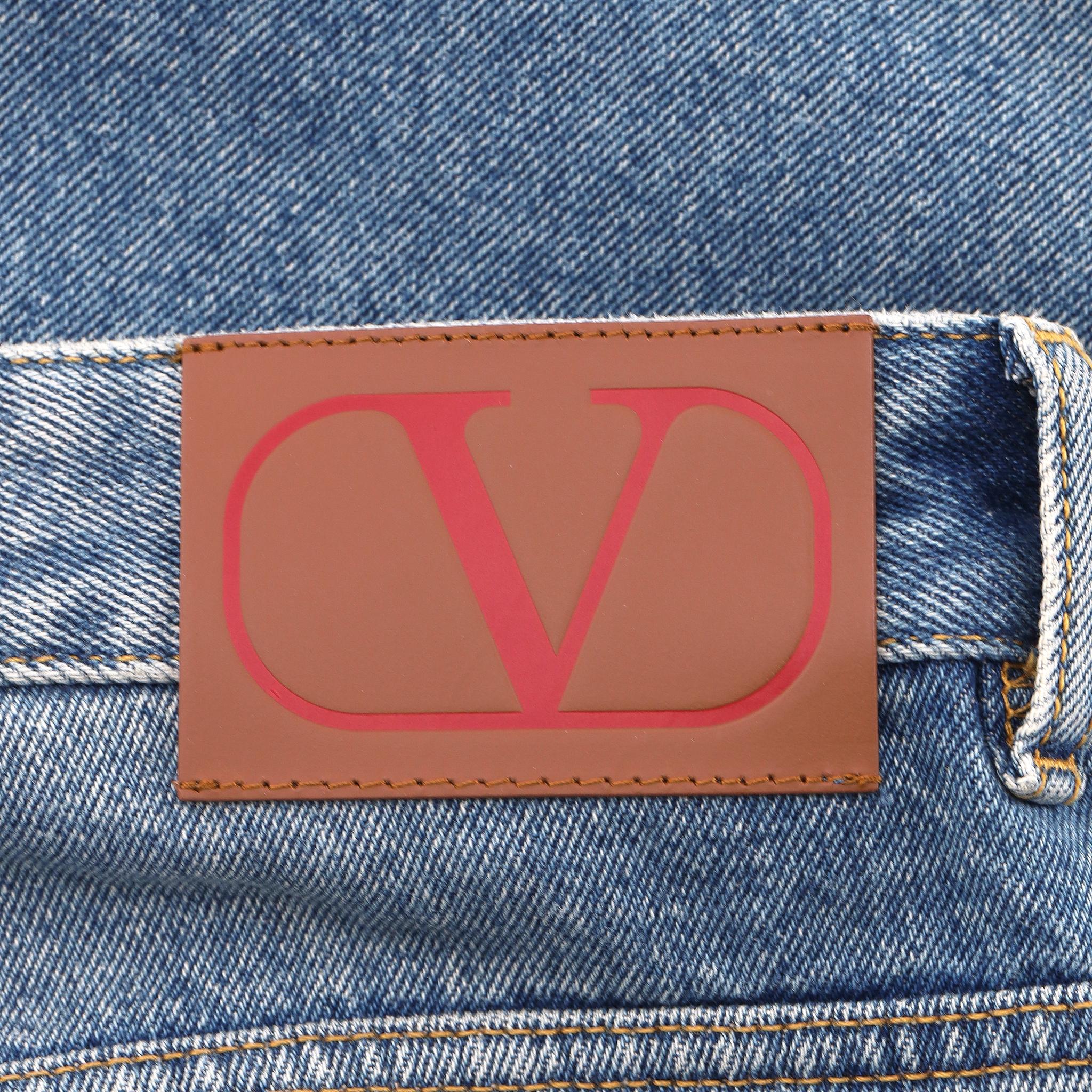 Valentino - Jean à jambe large et à taille haute en vente 1