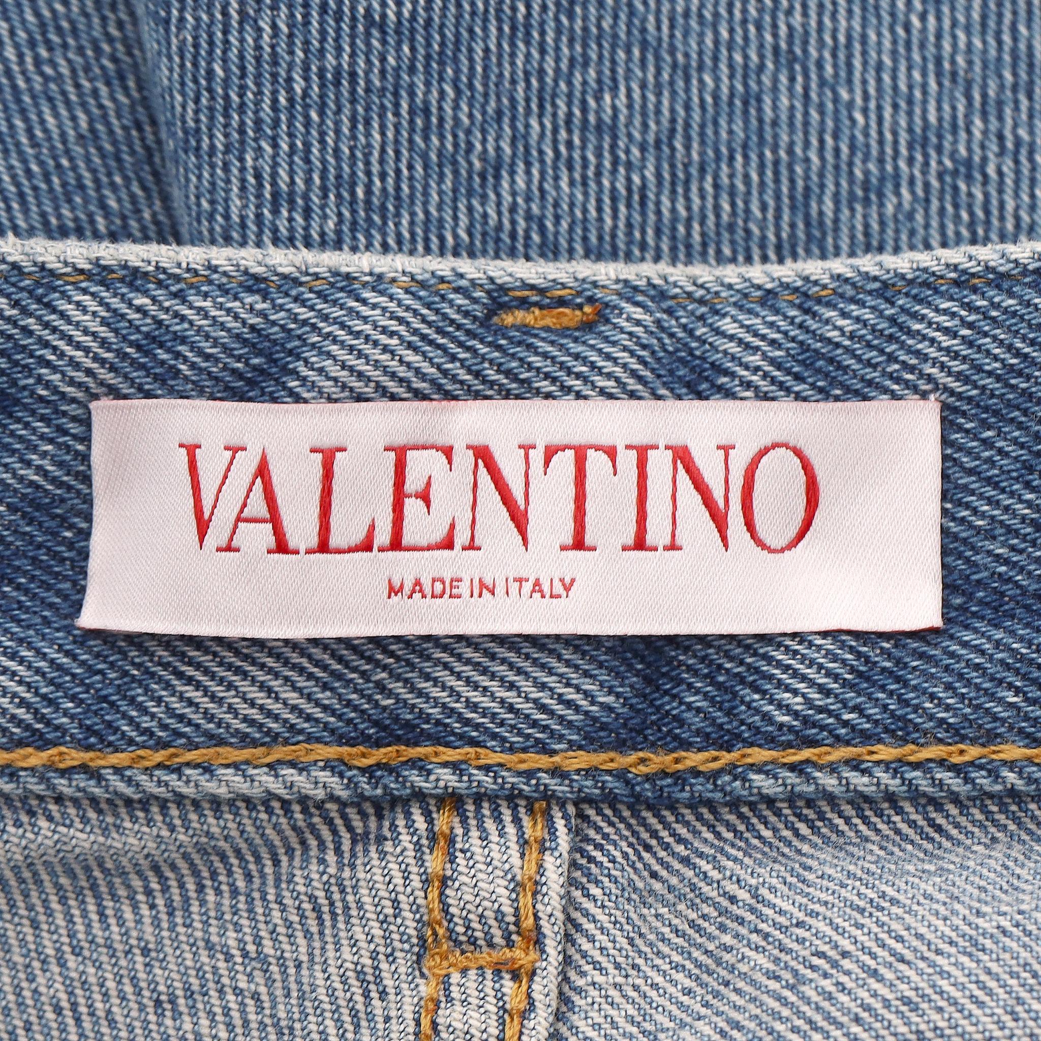 Valentino - Jean à jambe large et à taille haute en vente 2