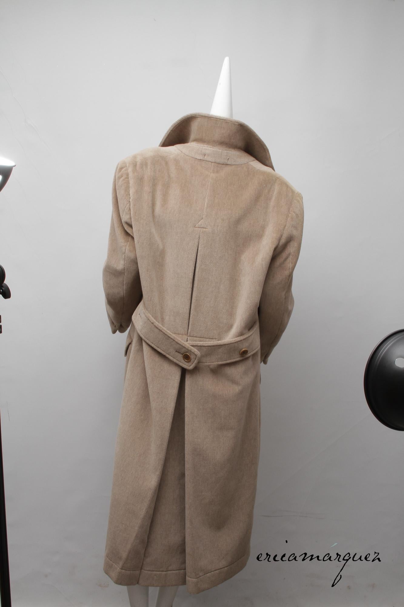 VALENTINO, Honey Color, Velour, Long Overcoat, Right and Left Buttons, F/W 1989 For Sale 6