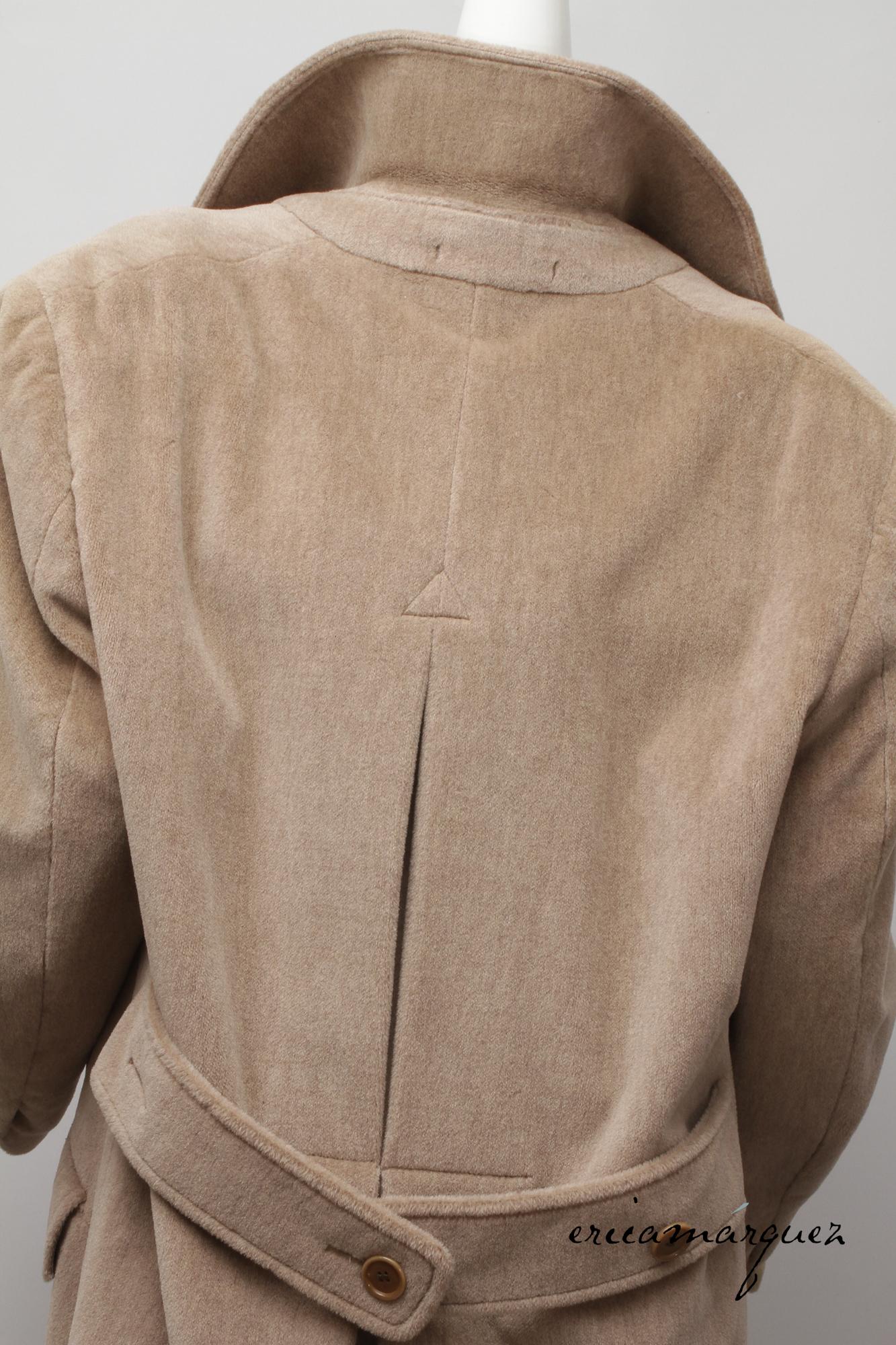 VALENTINO, Honey Color, Velour, Long Overcoat, Right and Left Buttons, F/W 1989 For Sale 7