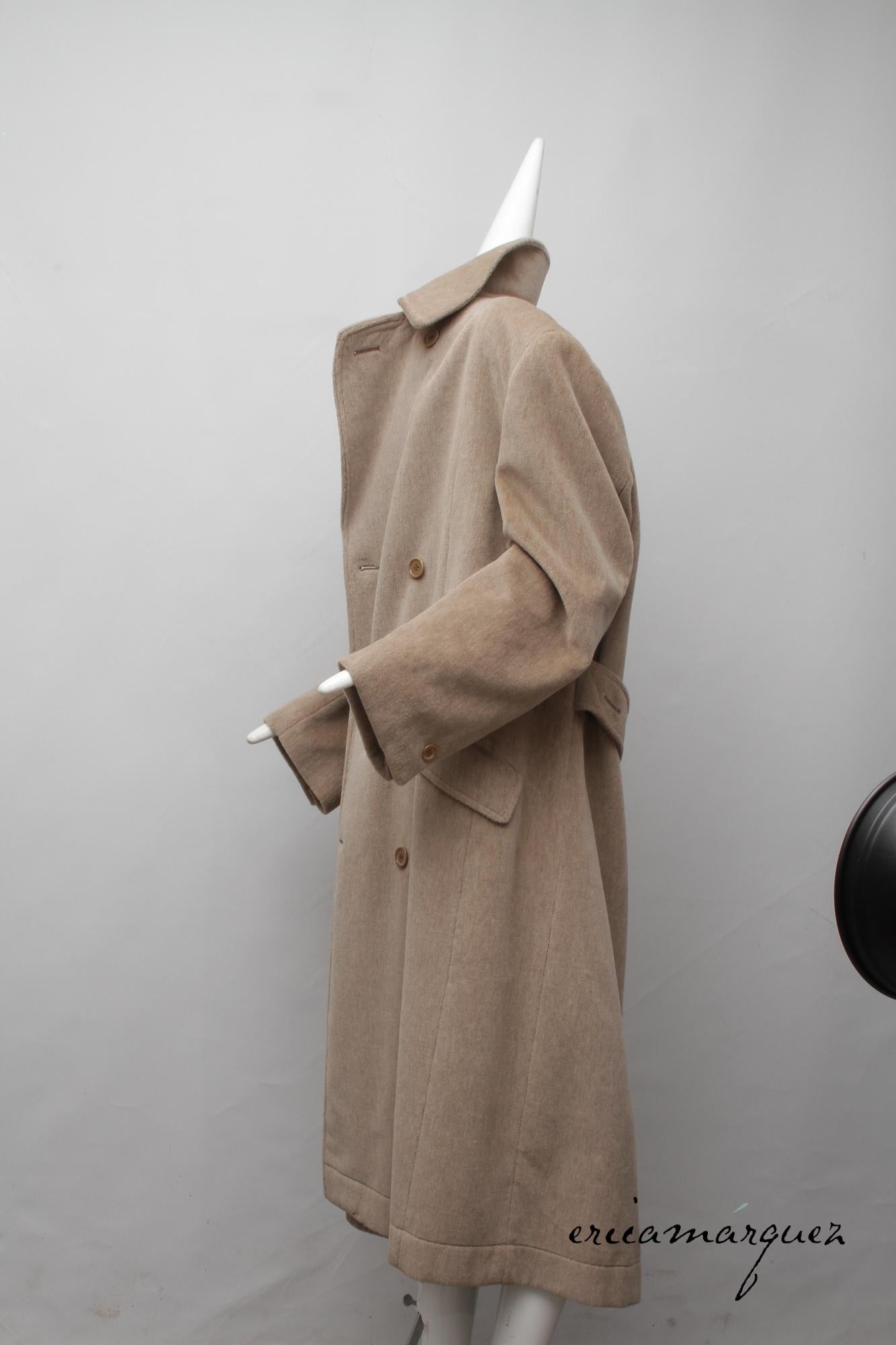 VALENTINO, Honey Color, Velour, Long Overcoat, Right and Left Buttons, F/W 1989 For Sale 8