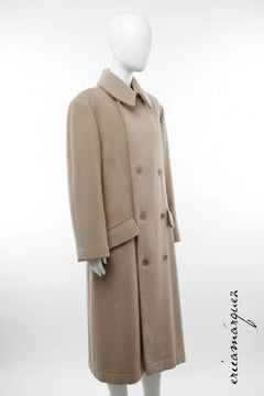 VALENTINO, Honey Color, Velour, Long Overcoat, Right and Left Buttons, F/W 1989