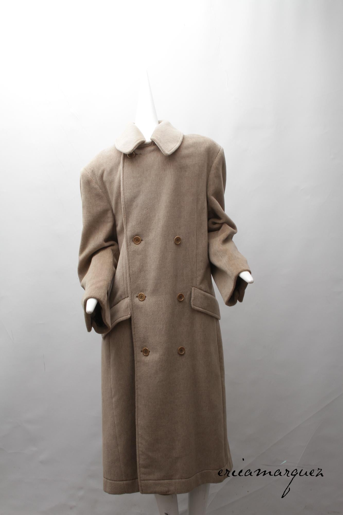 Brown VALENTINO, Honey Color, Velour, Long Overcoat, Right and Left Buttons, F/W 1989 For Sale
