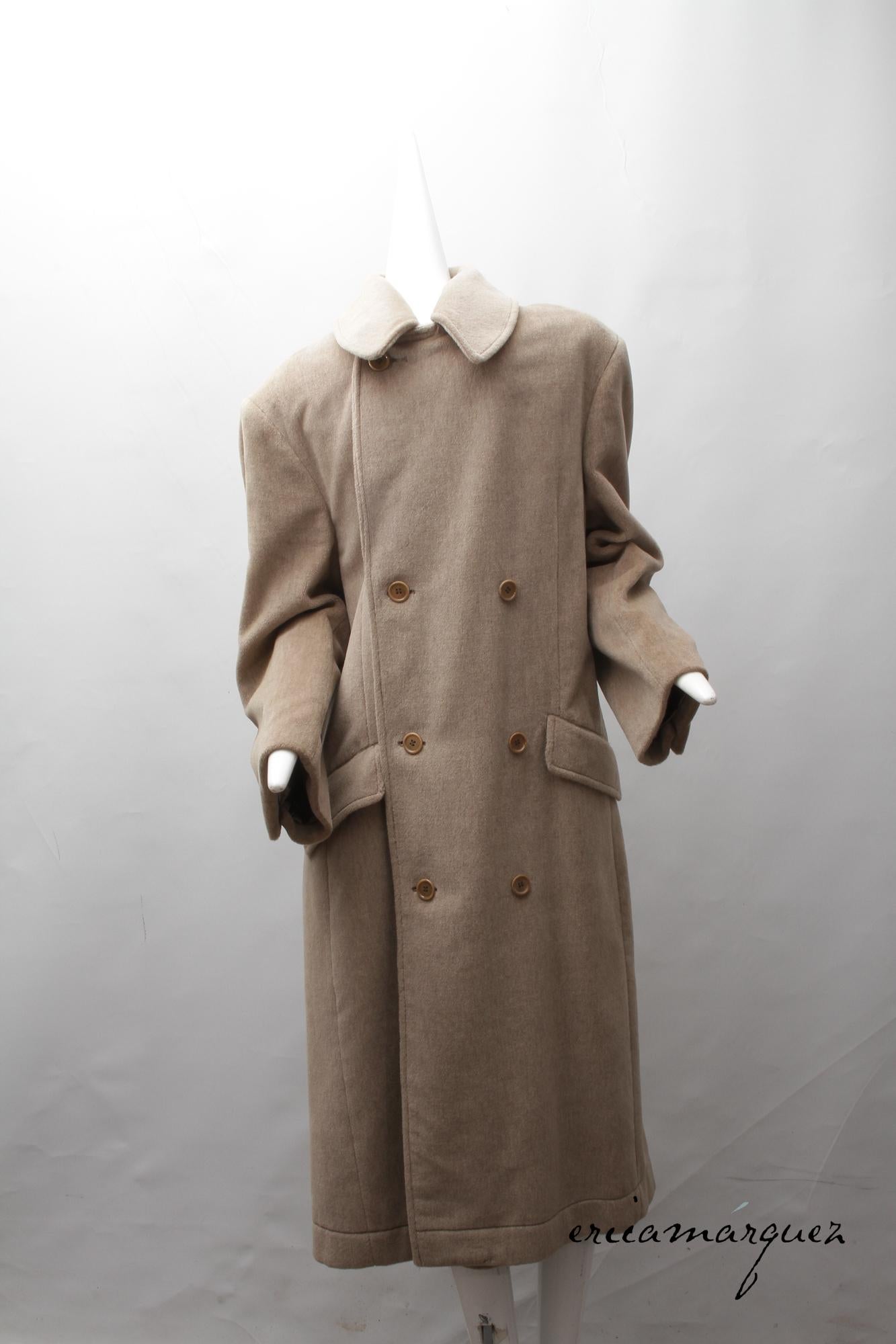 Men's VALENTINO, Honey Color, Velour, Long Overcoat, Right and Left Buttons, F/W 1989 For Sale