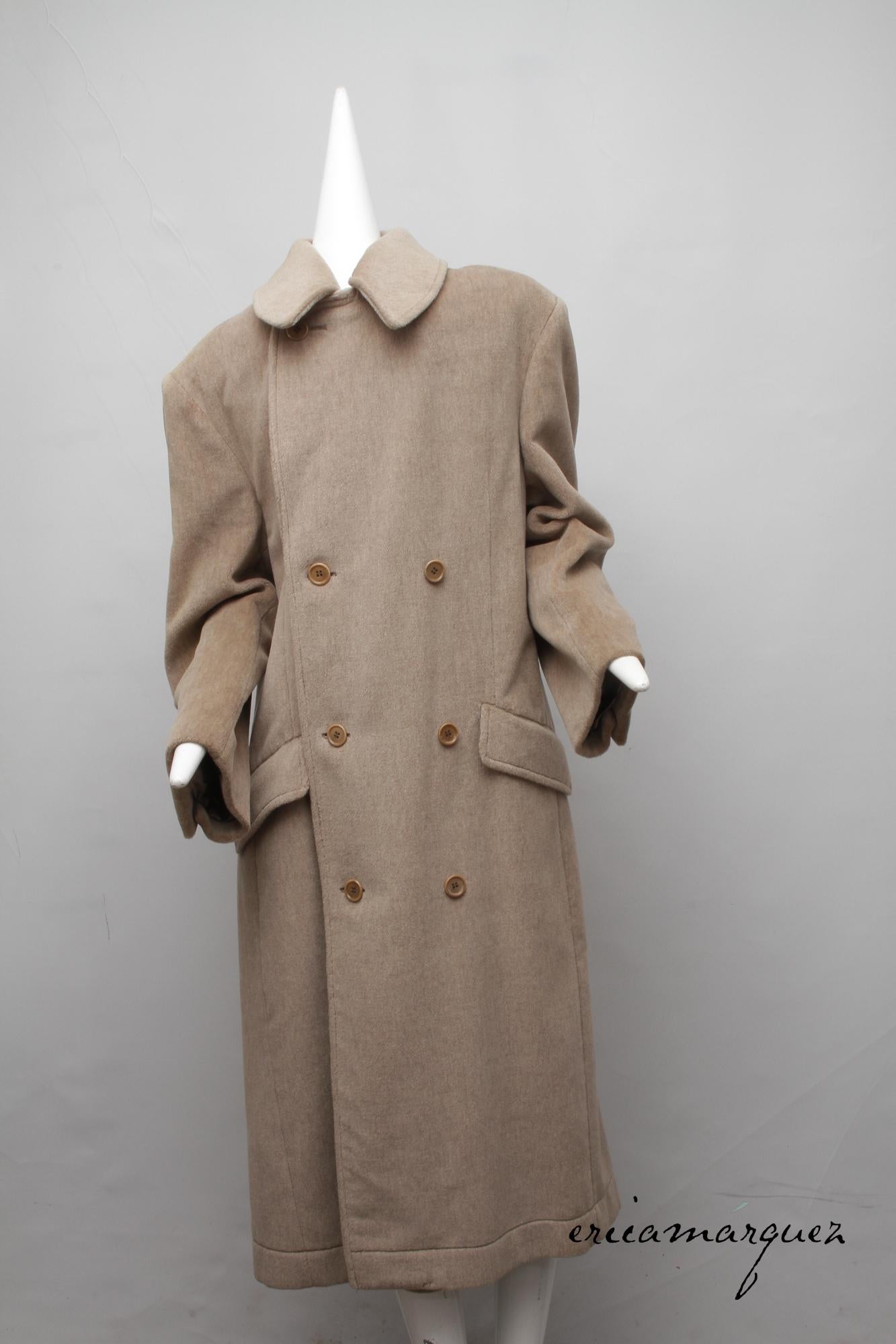 VALENTINO, Honey Color, Velour, Long Overcoat, Right and Left Buttons, F/W 1989 For Sale 1