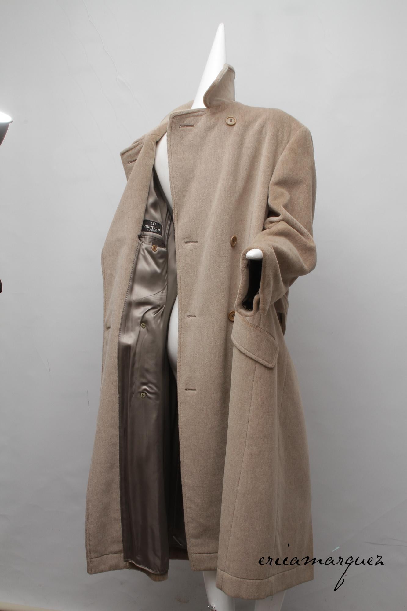 VALENTINO, Honey Color, Velour, Long Overcoat, Right and Left Buttons, F/W 1989 For Sale 2