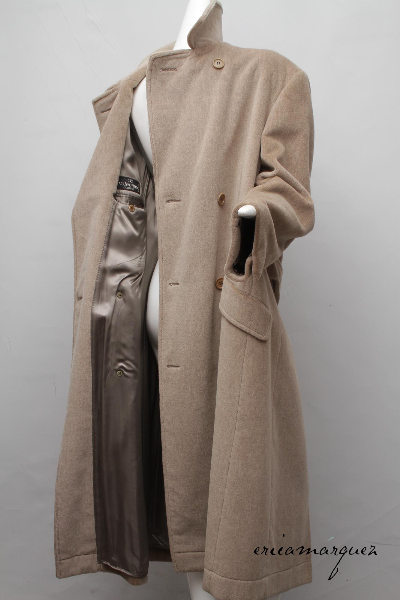 VALENTINO, Honey Color, Velour, Long Overcoat, Right and Left Buttons, F/W 1989 For Sale 3