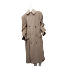 Vintage VALENTINO, Honey Color, Velour, Long Overcoat, Right and Left Buttons, F/W 1989
