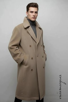 VALENTINO, Honey Color, Velour, Long Overcoat, Right and Left Buttons, F/W 1989
