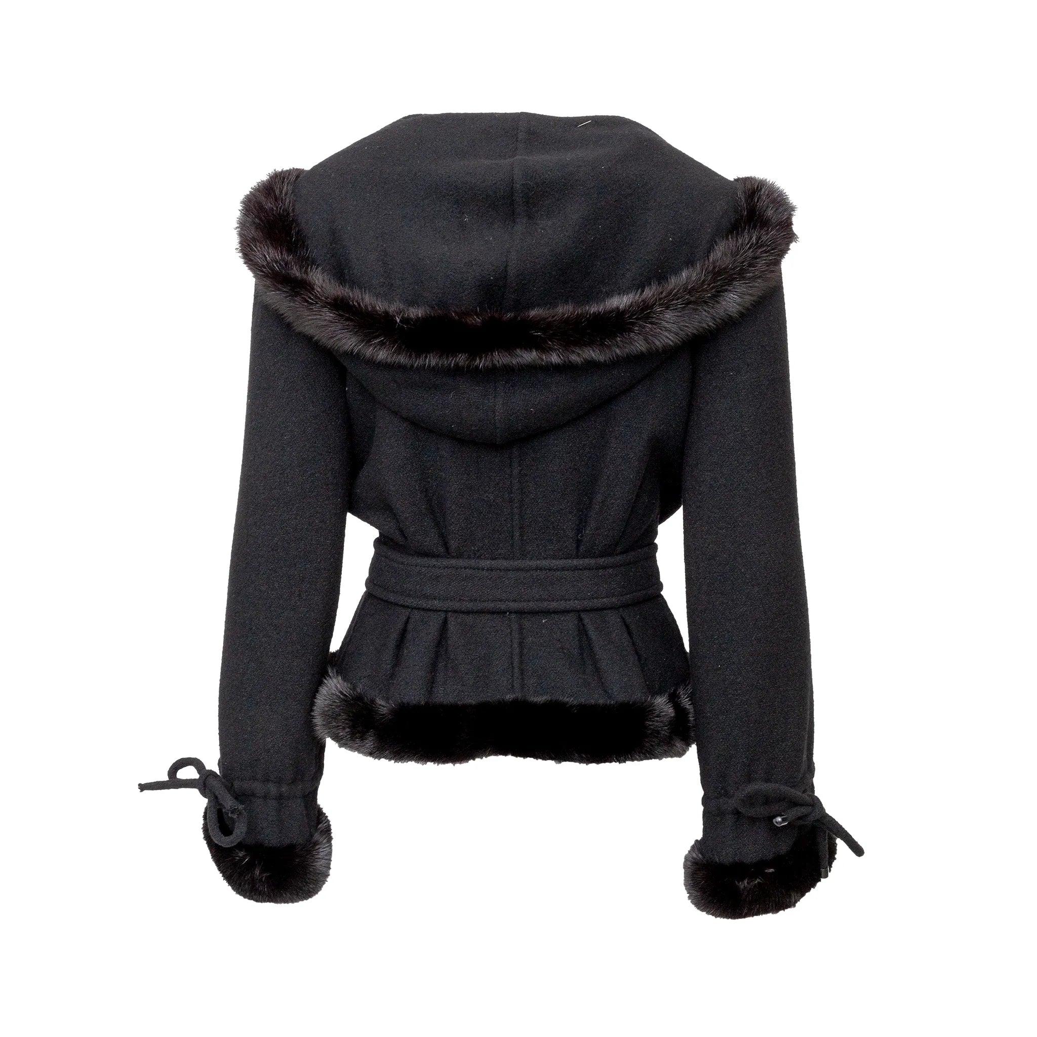 Noir Valentino - Veste en laine à capuche - '10s en vente