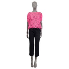 VALENTINO hot pink cotton OVERSIZED LACE T-Shirt Shirt M