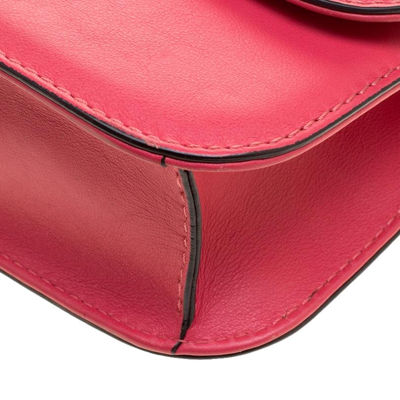 Valentino Hot Pink Leather Rockstud Medium Glam Lock Flap Bag 3