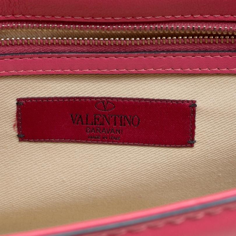 Women's Valentino Hot Pink Leather Rockstud Medium Glam Lock Flap Bag