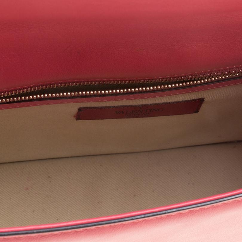 Valentino Hot Pink Leather Rockstud Medium Glam Lock Flap Bag 2
